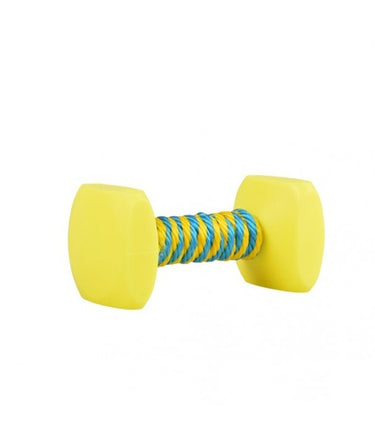 Duvo+ Dogtoy Dumbbell With Rope 10 x 5cm - Blue/Yellow